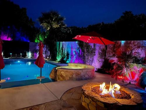 Desert Hot Springs Villa | Mineral Saltwater Solar heated Pool & Spa Oasis with mountain views and Koi pond