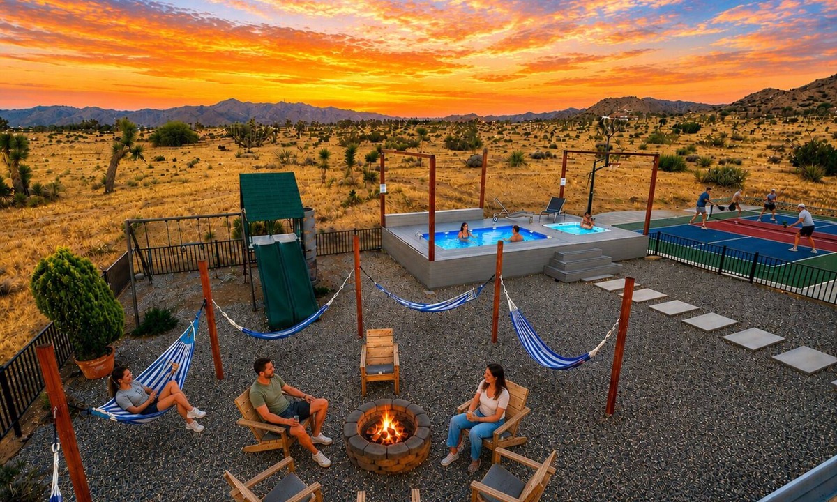 Yucca Valley House | Spacious House w/Panoramic View, Pickleball, Game Room, Playset, Hot Tub & Pool