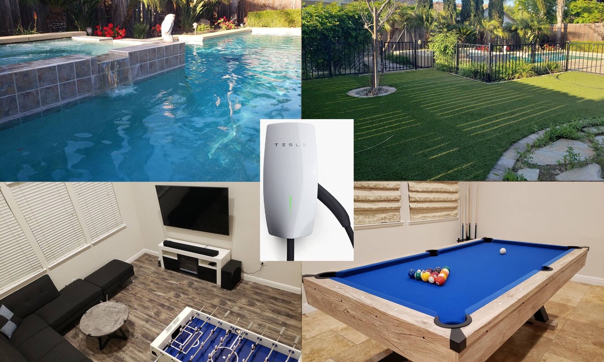 West Sacramento Villa | Tesla EV Charger heated Pool Hot Tub Spa Near Airport, UC Davis, Old Sac, DT