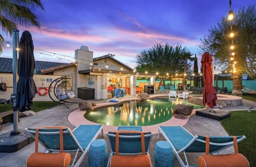 Racquet Club South House | Casa De La Paz – Desert Oasis with Saltwater Pool, Spa, Bocce & Mountain Views