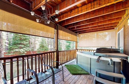 North Upper Truckee House | Upscale house with 2 living areas, open layout, hot tub, backyard, & luxe suite