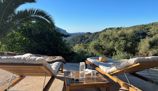 A naturally evolved place in nature – with pool and views of the sea