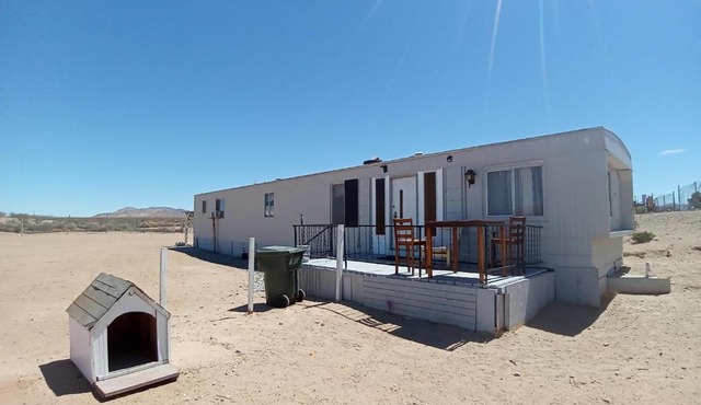 Blue mobile home