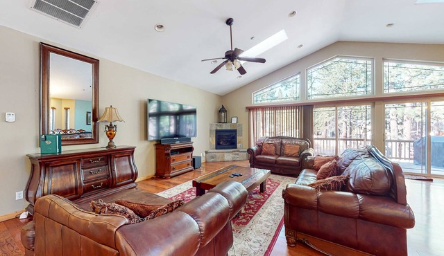 Dog-friendly home near lake with hot tub, pool table, fireplace, & W&D