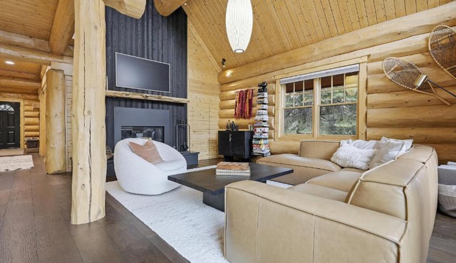 Log Cabin with Shou Sugi Ban Fireplace - VH401 home