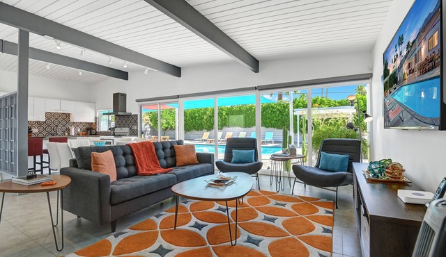 Make a splash at our charming retro, pet-friendly home with private pool and BBQ